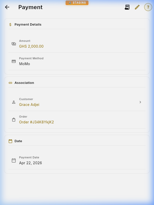 Payment detail