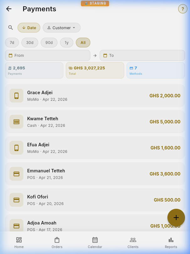 Payments list